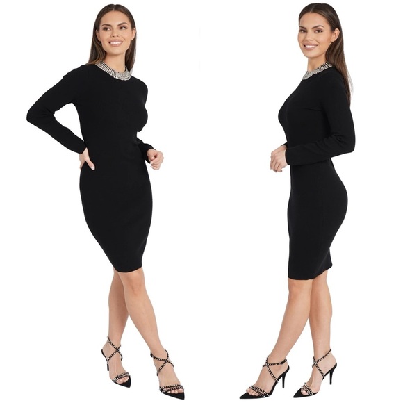 NWT Love Token Rhinestone Detail Sweater Midi Dress Size XS - Picture 2 of 12